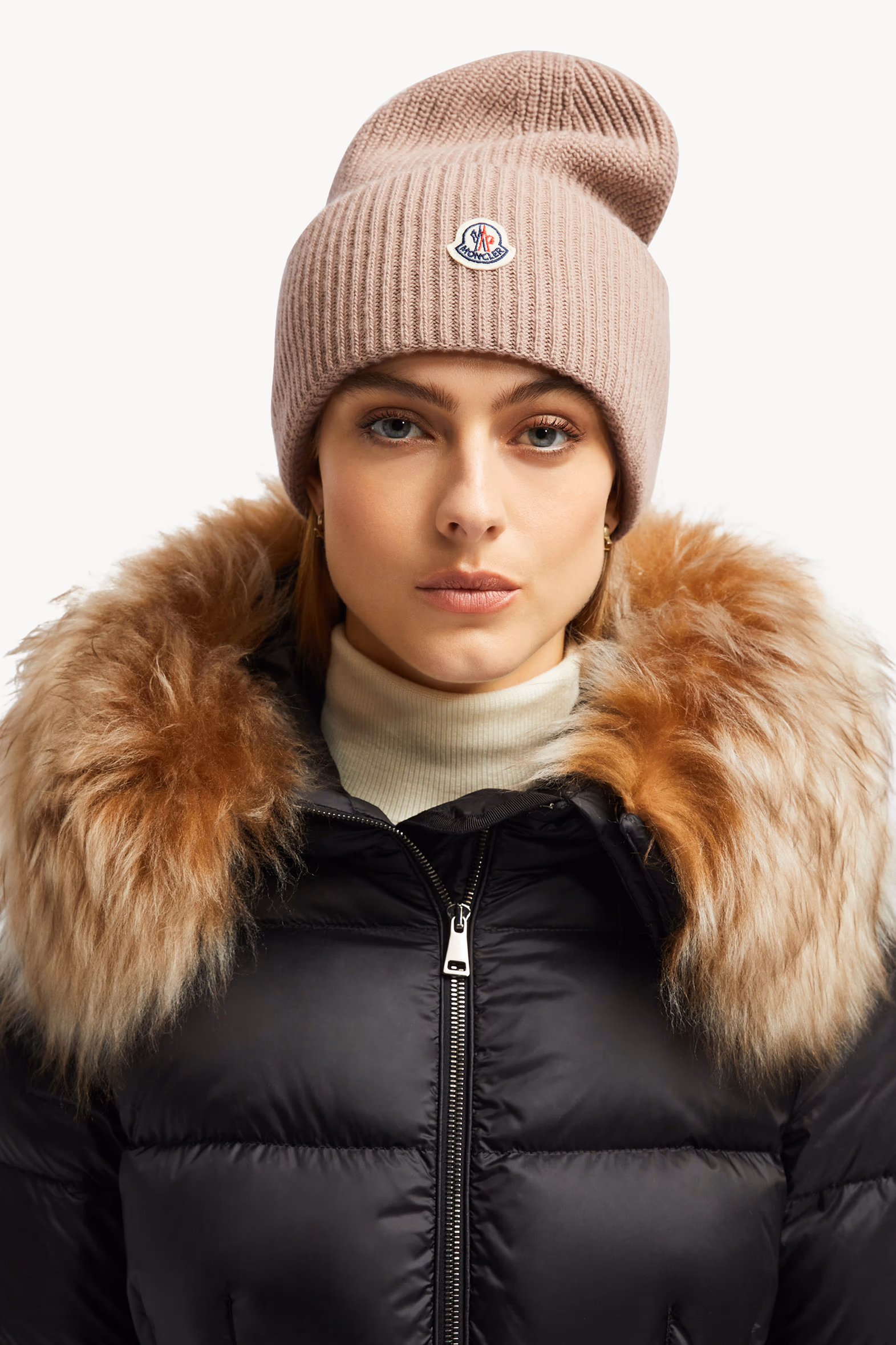 Wool Beanie Women Light Pink Moncler 2